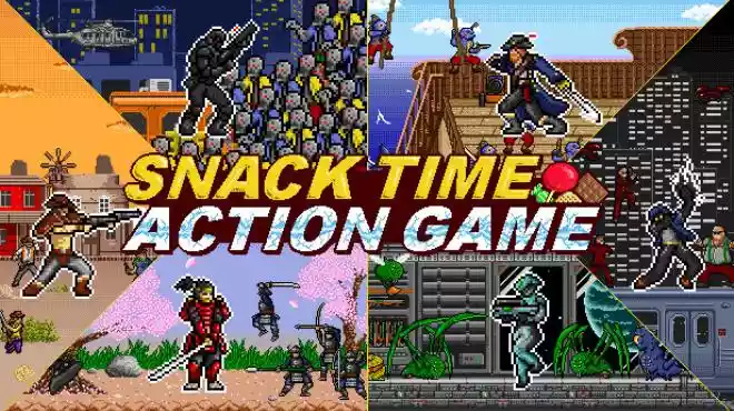 《Snack Time Action Games | 像素风动作小游戏》牛仔打鲨鱼?你就是B级片主角!(支持繁简中文)